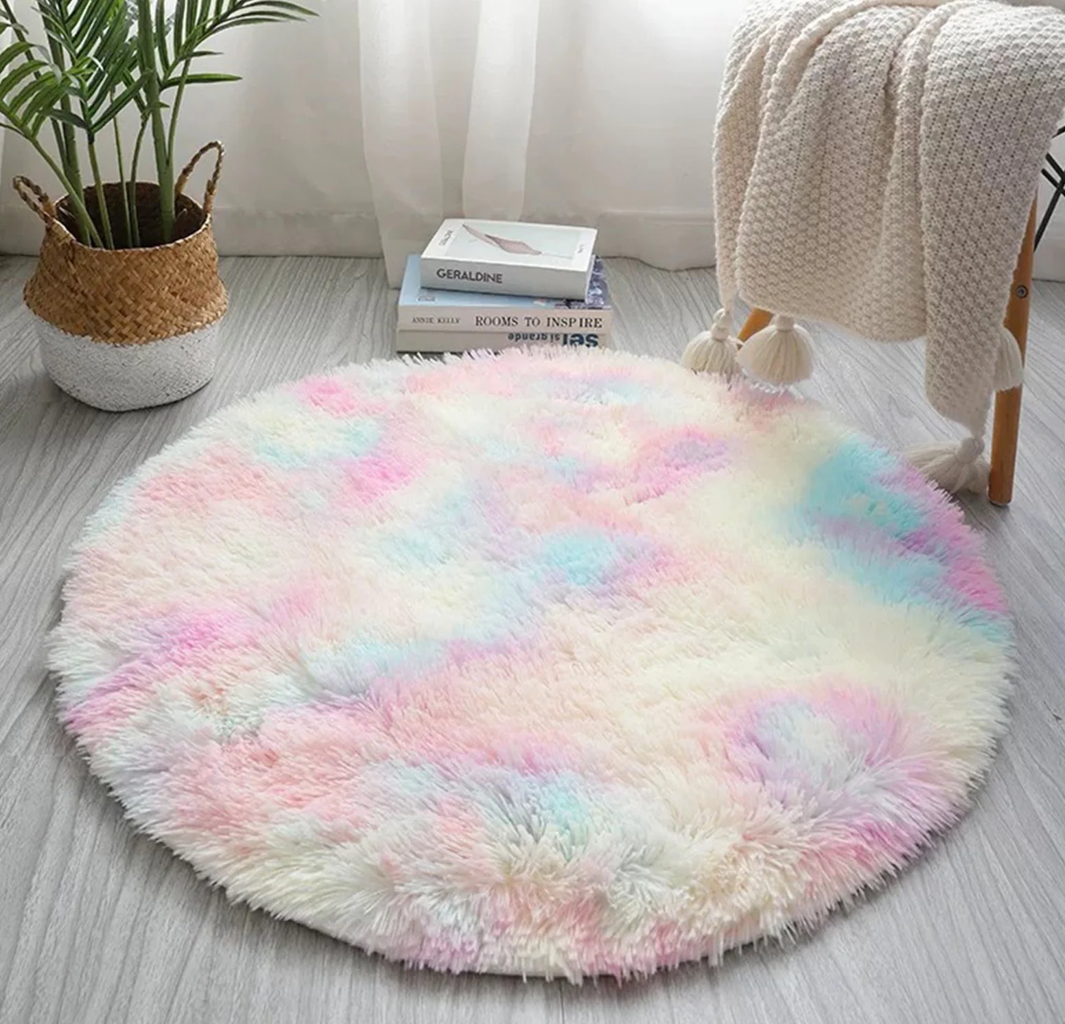 Large 2m Infinity Round Shag Rug (Rainbow Dream) - Image 17
