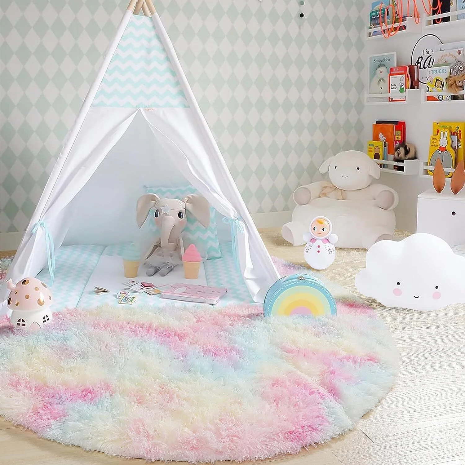 Large 2m Infinity Round Shag Rug (Rainbow Dream) - Image 18