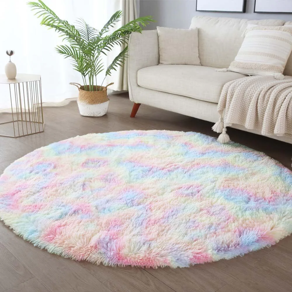 Large 2m Infinity Round Shag Rug (Rainbow Dream) - Image 3