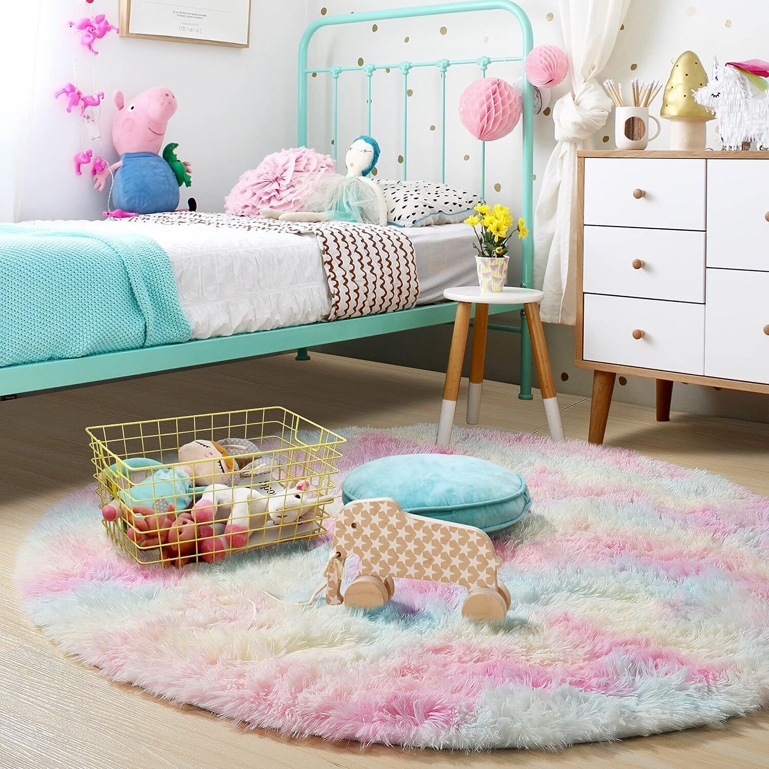Large 2m Infinity Round Shag Rug (Rainbow Dream) - Image 4