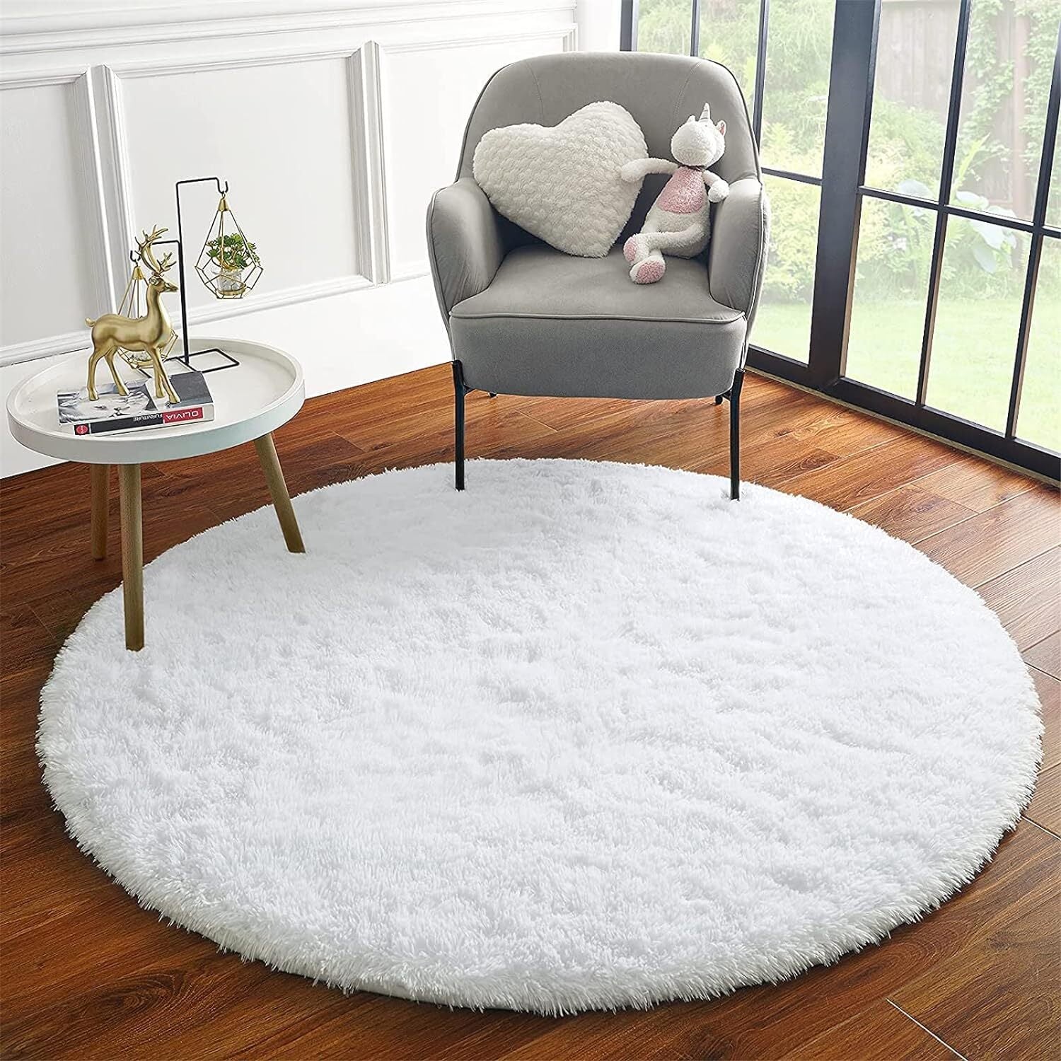 Large 2m Infinity Round Shag Rug (White) - Image 8