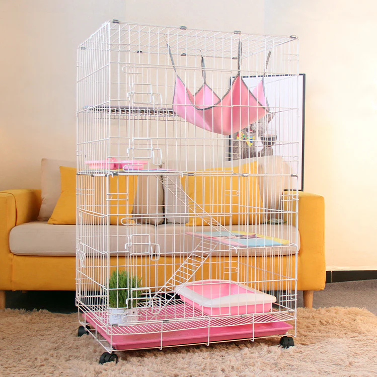 Large 4 Tier Pet Cat Bird Cage Playpen (White) - Image 10