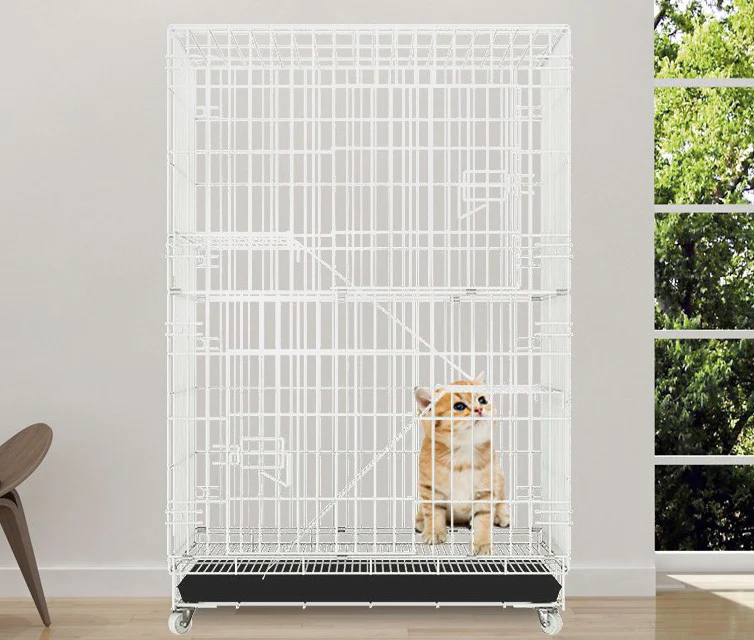 Large 4 Tier Pet Cat Bird Cage Playpen (White) - Image 5