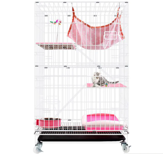 Large 4 Tier Pet Cat Bird Cage Playpen (White) - Image 7