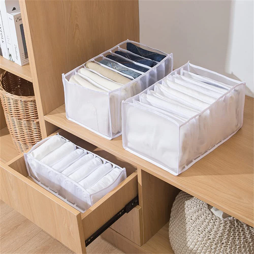 Large 7-Grid Compartments Wardrobe Clothes Organiser Jeans Storage Box - Image 14