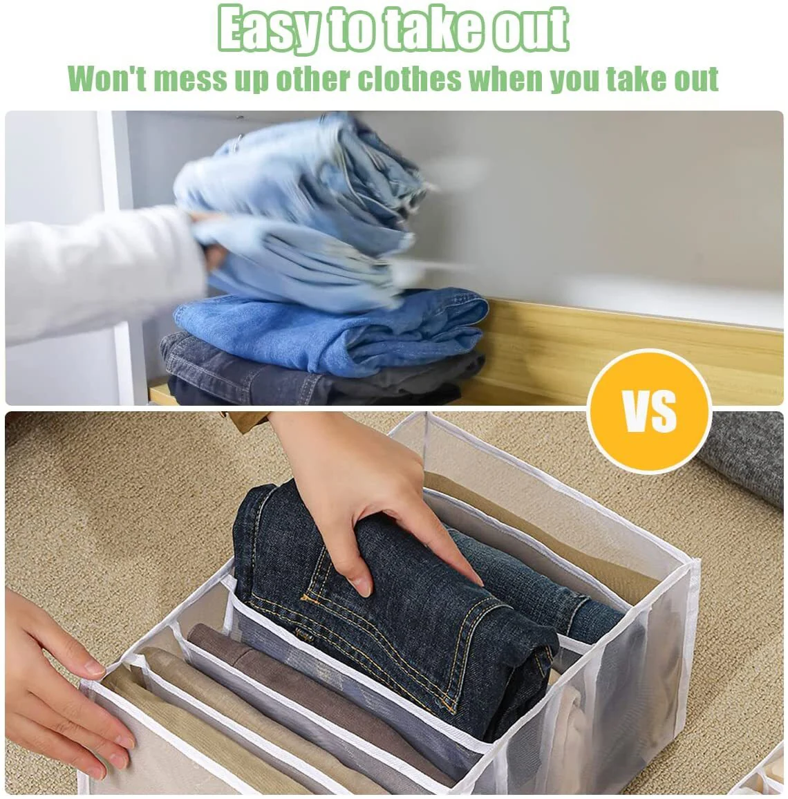 Large 7-Grid Compartments Wardrobe Clothes Organiser Jeans Storage Box - Image 18