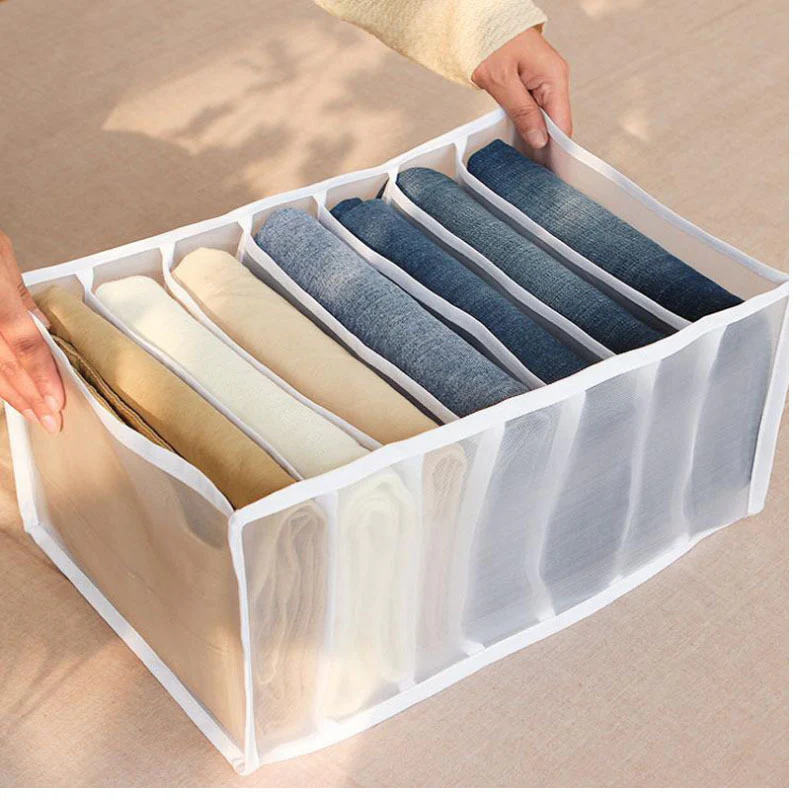 Large 7-Grid Compartments Wardrobe Clothes Organiser Jeans Storage Box - Image 20