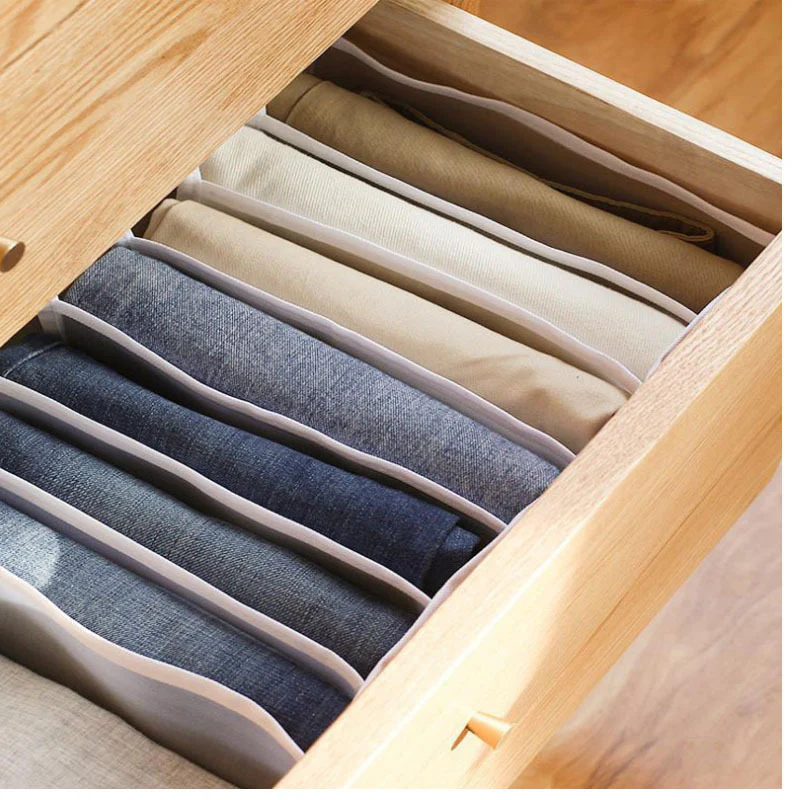 Large 7-Grid Compartments Wardrobe Clothes Organiser Jeans Storage Box - Image 3
