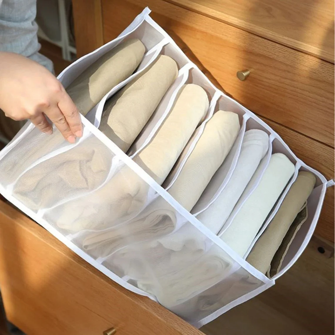 Large 7-Grid Compartments Wardrobe Clothes Organiser Jeans Storage Box - Image 4