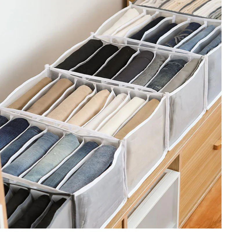 Large 7-Grid Compartments Wardrobe Clothes Organiser Jeans Storage Box - Image 7