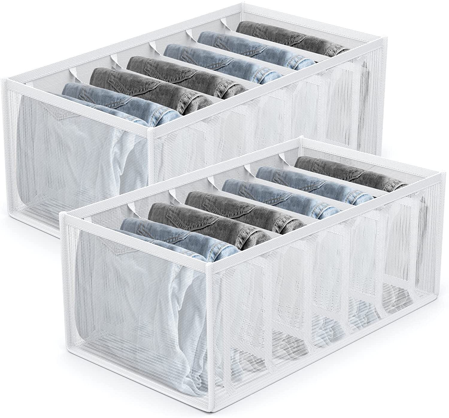 Large 7-Grid Compartments Wardrobe Clothes Organiser Jeans Storage Box - Image 8