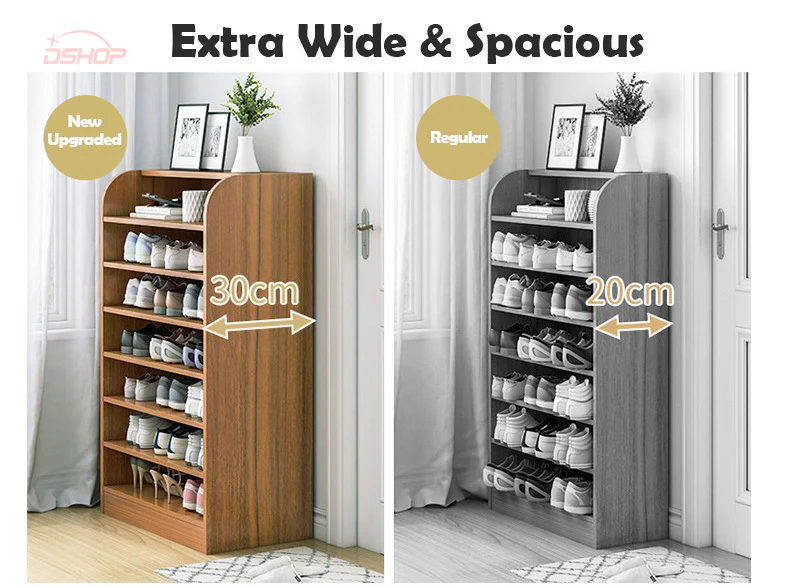 Large 8-Tier Extra Spacious Shoe Rack Wooden Storage Organizer Cabinet (Oak) - Image 7