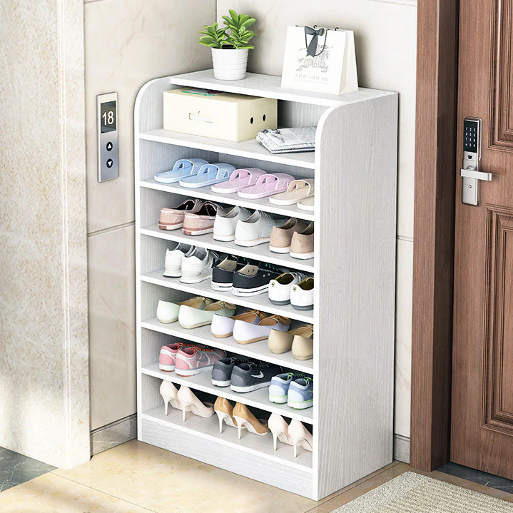 Large 8-Tier Extra Spacious Shoe Rack Wooden Storage Organizer Cabinet (White) - Image 4