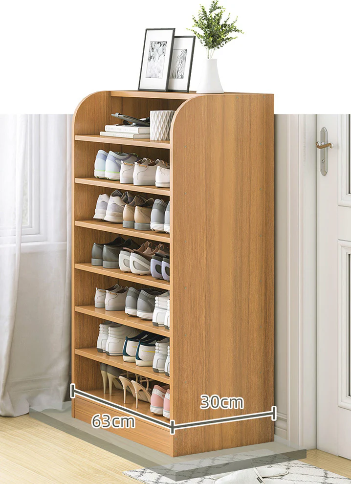 Large 8-Tier Extra Spacious Shoe Rack Wooden Storage Organizer Cabinet (White) - Image 7