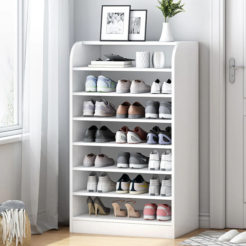 Large 8-Tier Extra Spacious Shoe Rack Wooden Storage Organizer Cabinet (White) - Image 9