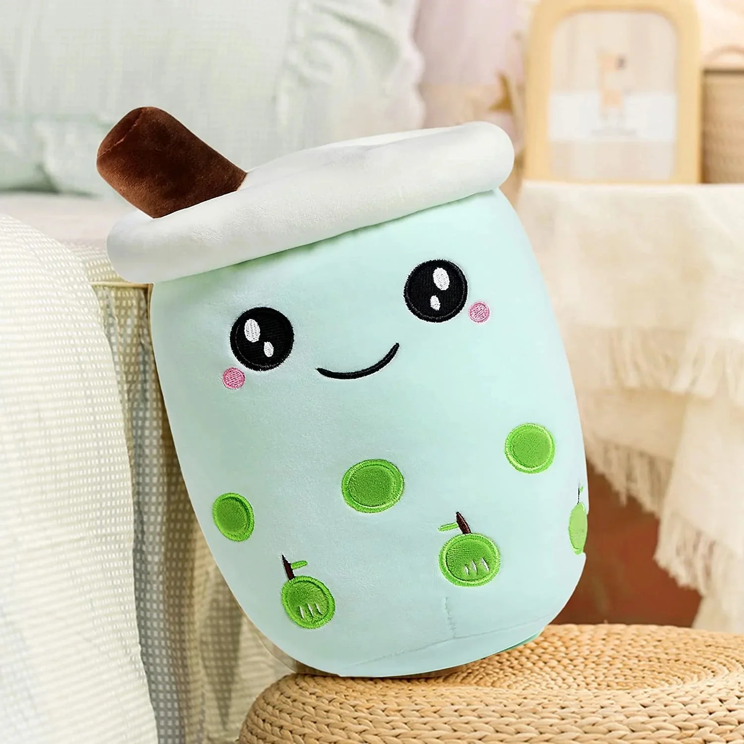 Large Bubble Tea Plush Toy Boba Cuddly Doll Pillow Cushion - 40cm, Green - Image 12