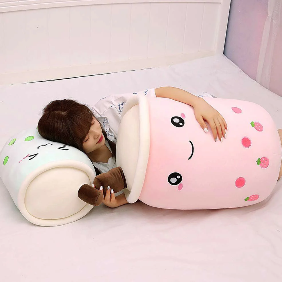 Large Bubble Tea Plush Toy Boba Cuddly Doll Pillow Cushion - 40cm, Pink - Image 7