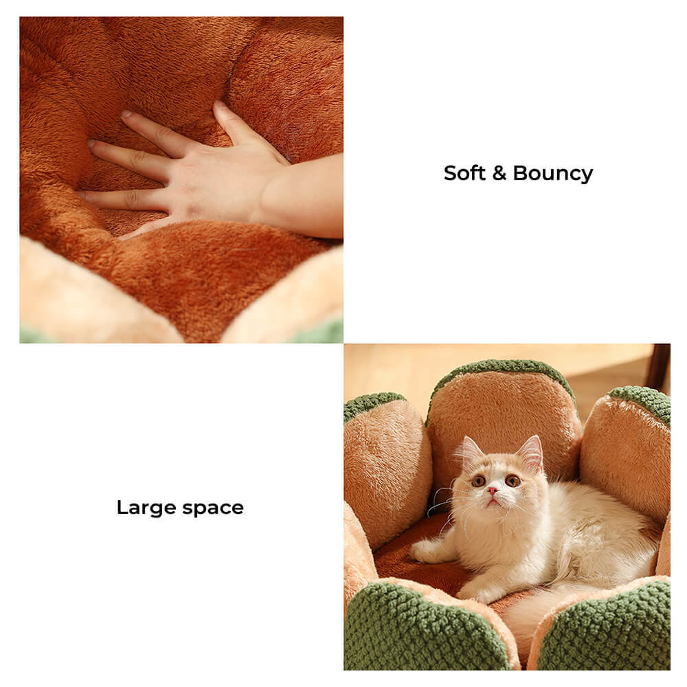 Large Cactus Flower Petal Shaped Pet Bed Comfy Cat Dog Nest (Green, 60cm) - Image 11