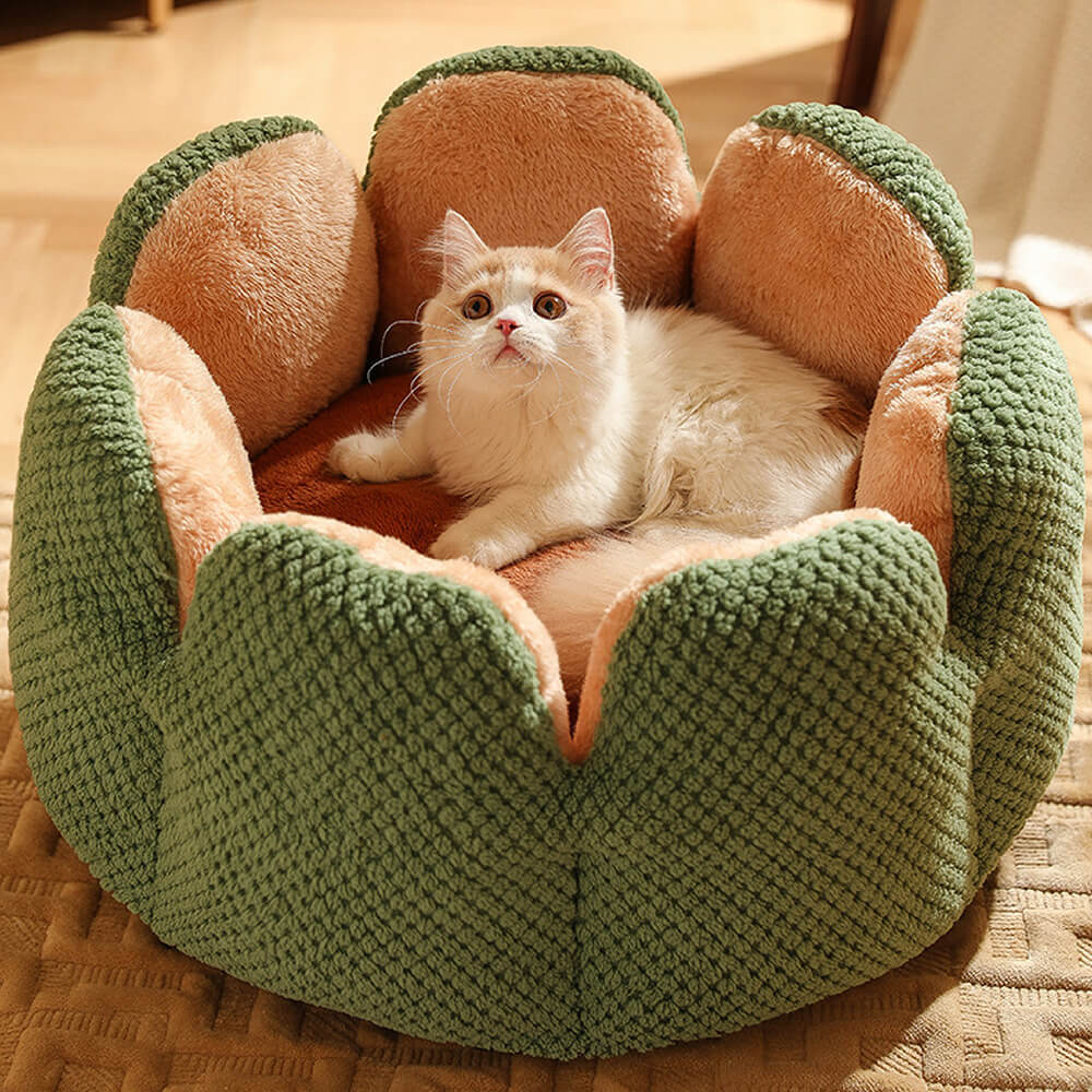 Large Cactus Flower Petal Shaped Pet Bed Comfy Cat Dog Nest (Green, 60cm) - Image 14