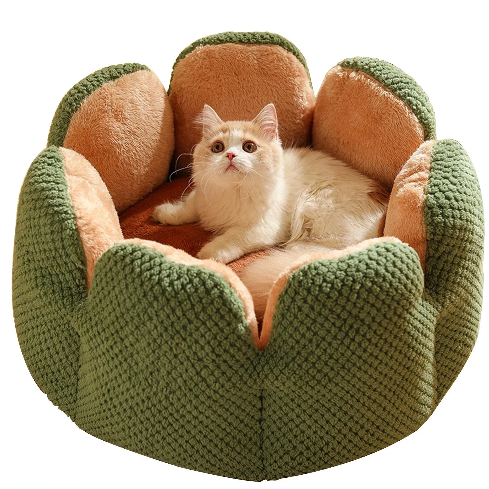Large Cactus Flower Petal Shaped Pet Bed Comfy Cat Dog Nest (Green, 60cm) - Image 16