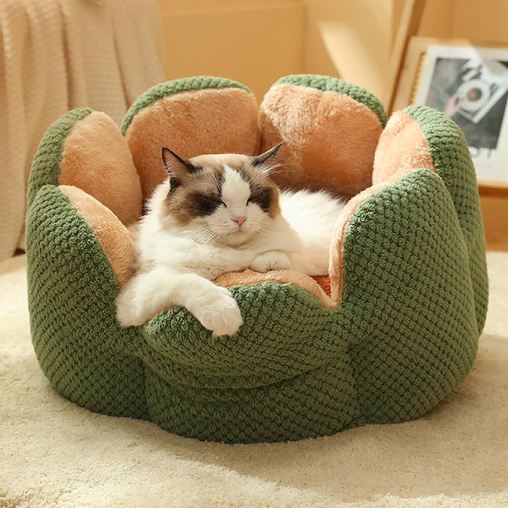 Large Cactus Flower Petal Shaped Pet Bed Comfy Cat Dog Nest (Green, 60cm) - Image 2