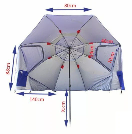 Large Canopy Camping Beach Sports Events Sun & Rain Umbrella (Blue) - Image 11