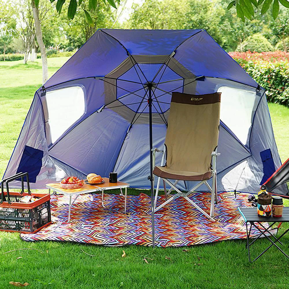Large Canopy Camping Beach Sports Events Sun & Rain Umbrella (Blue) - Image 3