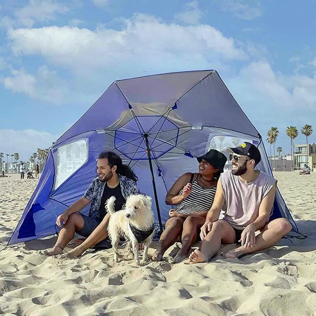 Large Canopy Camping Beach Sports Events Sun & Rain Umbrella (Blue) - Image 6