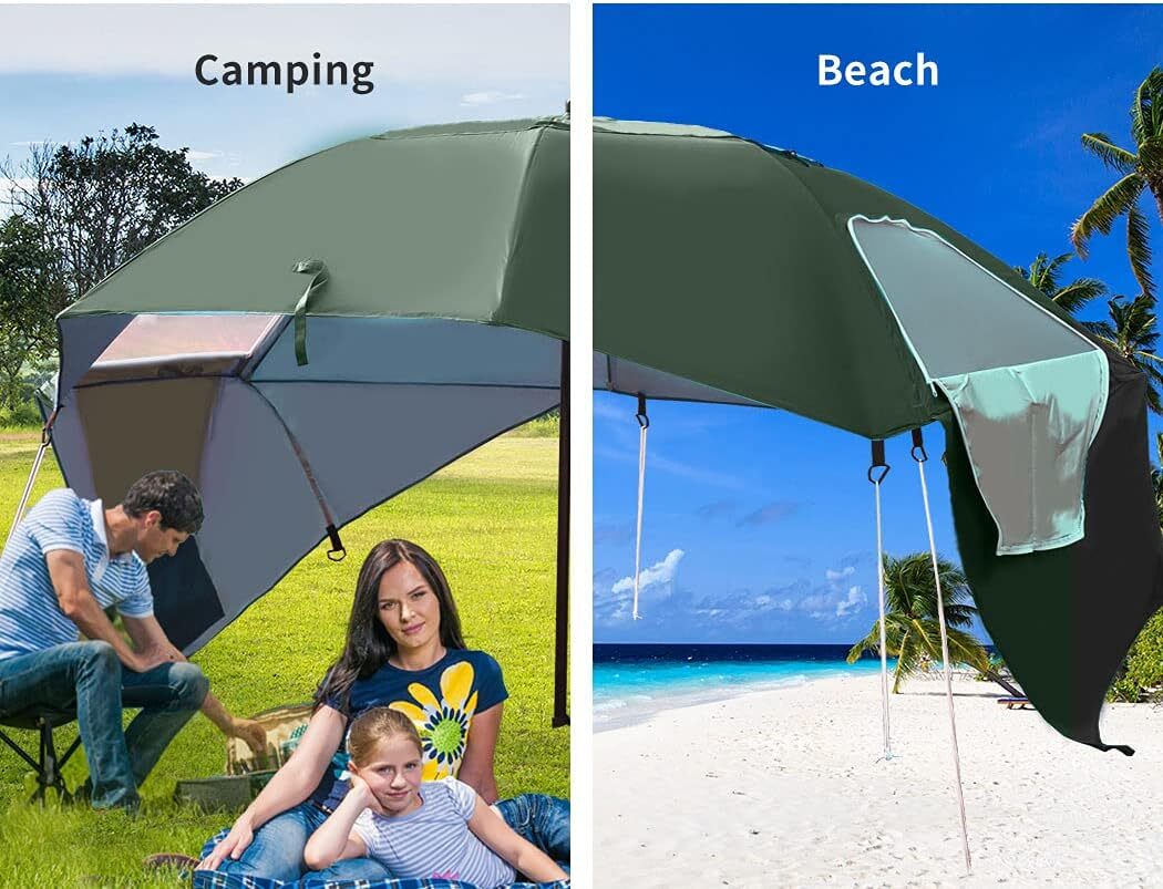 Large Canopy Camping Beach Sports Events Sun & Rain Umbrella (Green) - Image 6