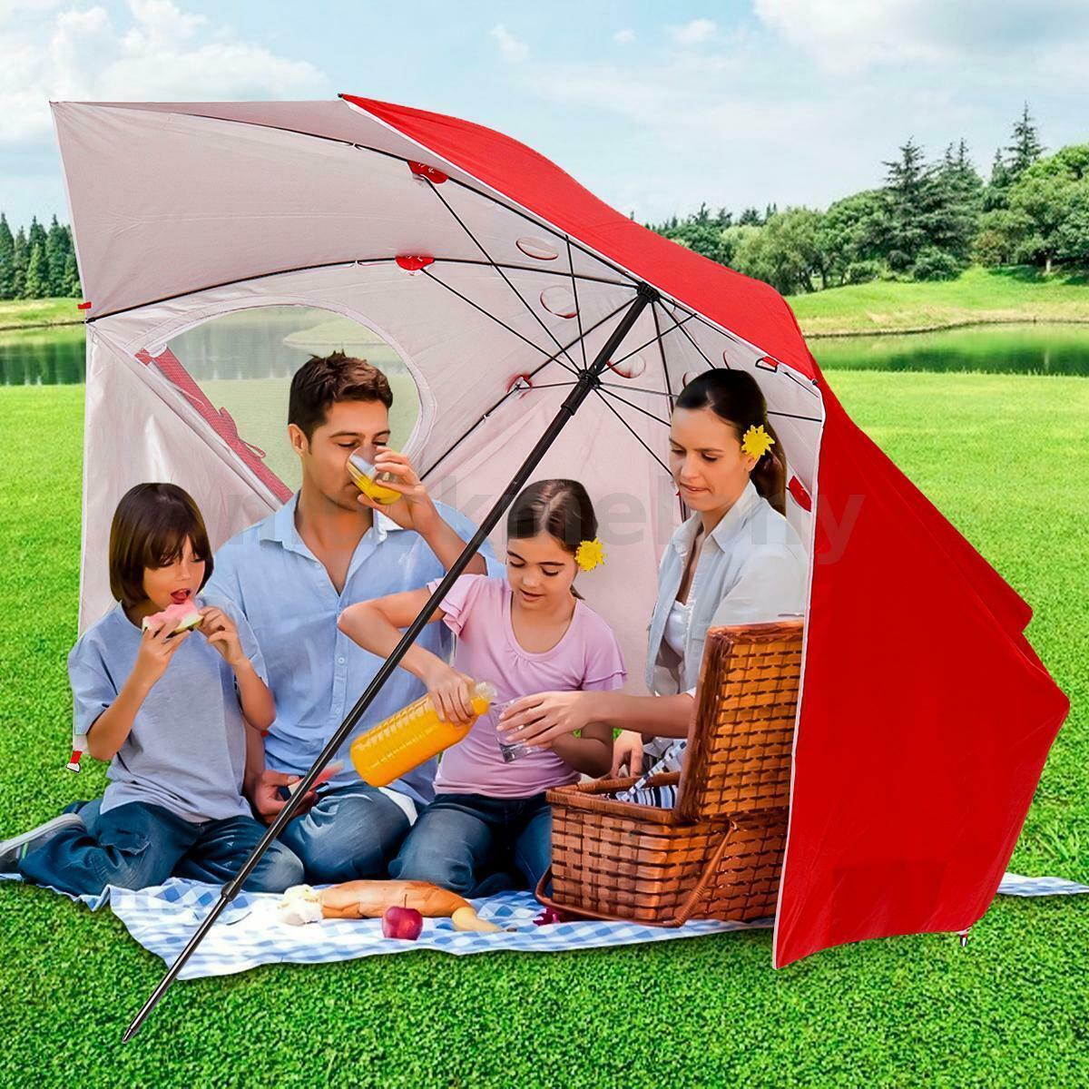 Large Canopy Camping Beach Sports Events Sun & Rain Umbrella (Red) - Image 3