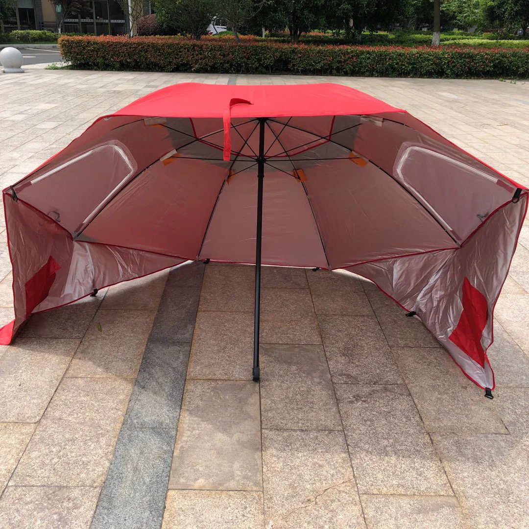 Large Canopy Camping Beach Sports Events Sun & Rain Umbrella (Red) - Image 8