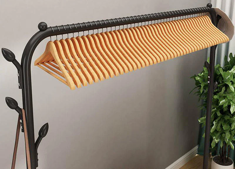 Large Coat Hanging Stand Wardrobe Clothes Hanger Rack (Black) - Image 4