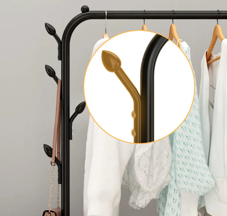 Large Coat Hanging Stand Wardrobe Clothes Hanger Rack (White) - Image 11