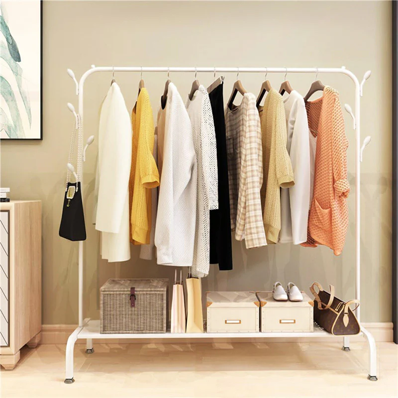 Large Coat Hanging Stand Wardrobe Clothes Hanger Rack (White) - Image 9