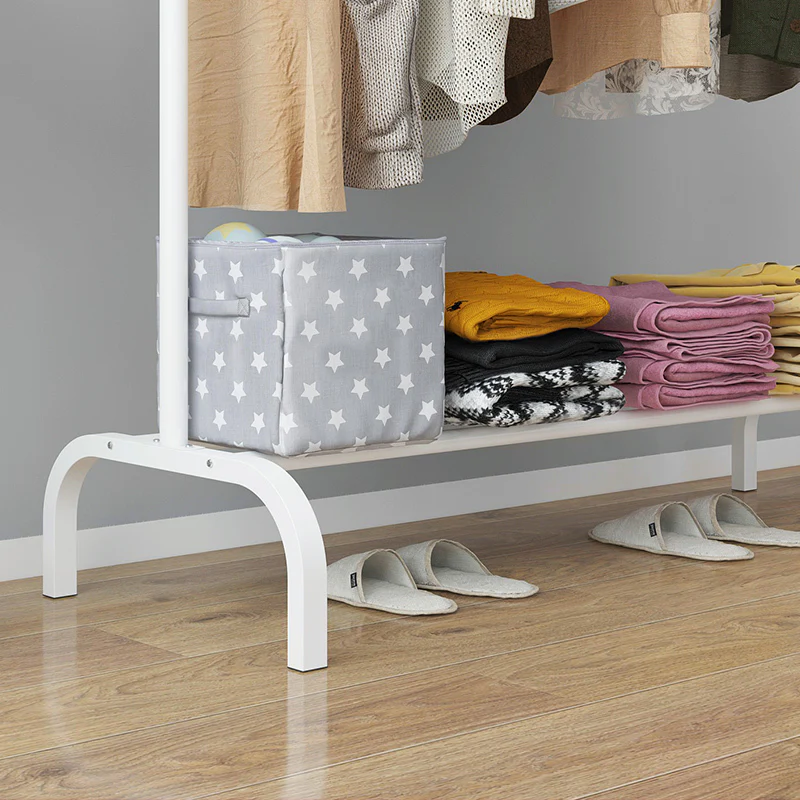 Large Coat Hanging Stand Wardrobe Clothes Hanger Rack (White) - Image 6
