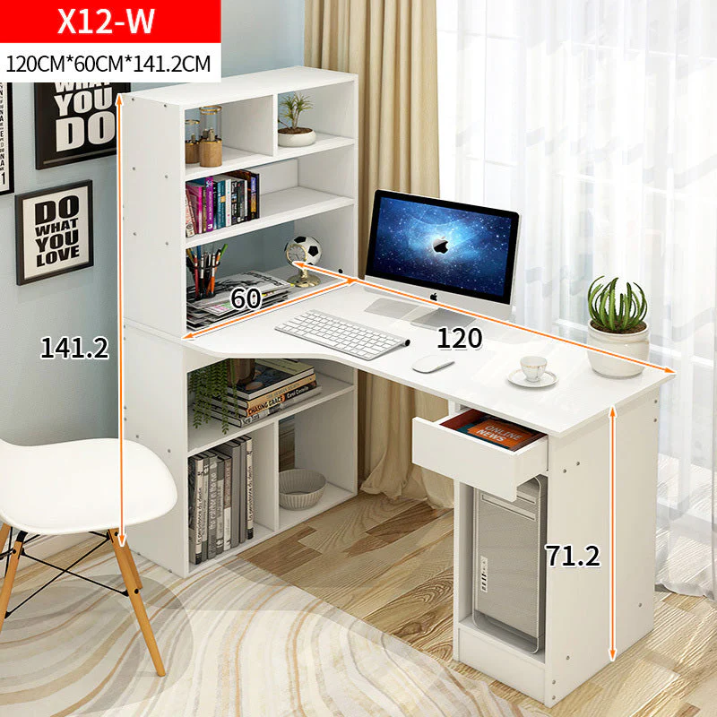 Large Combination Workstation Computer Desk with Storage Shelves (White) - Image 6