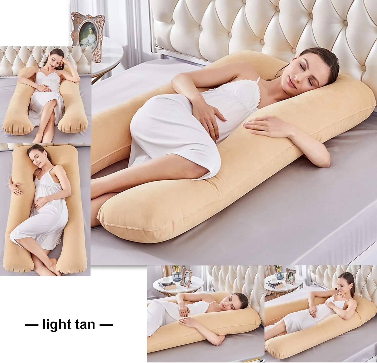 Large Comfort Support Body Pillow (Beige) - Image 4