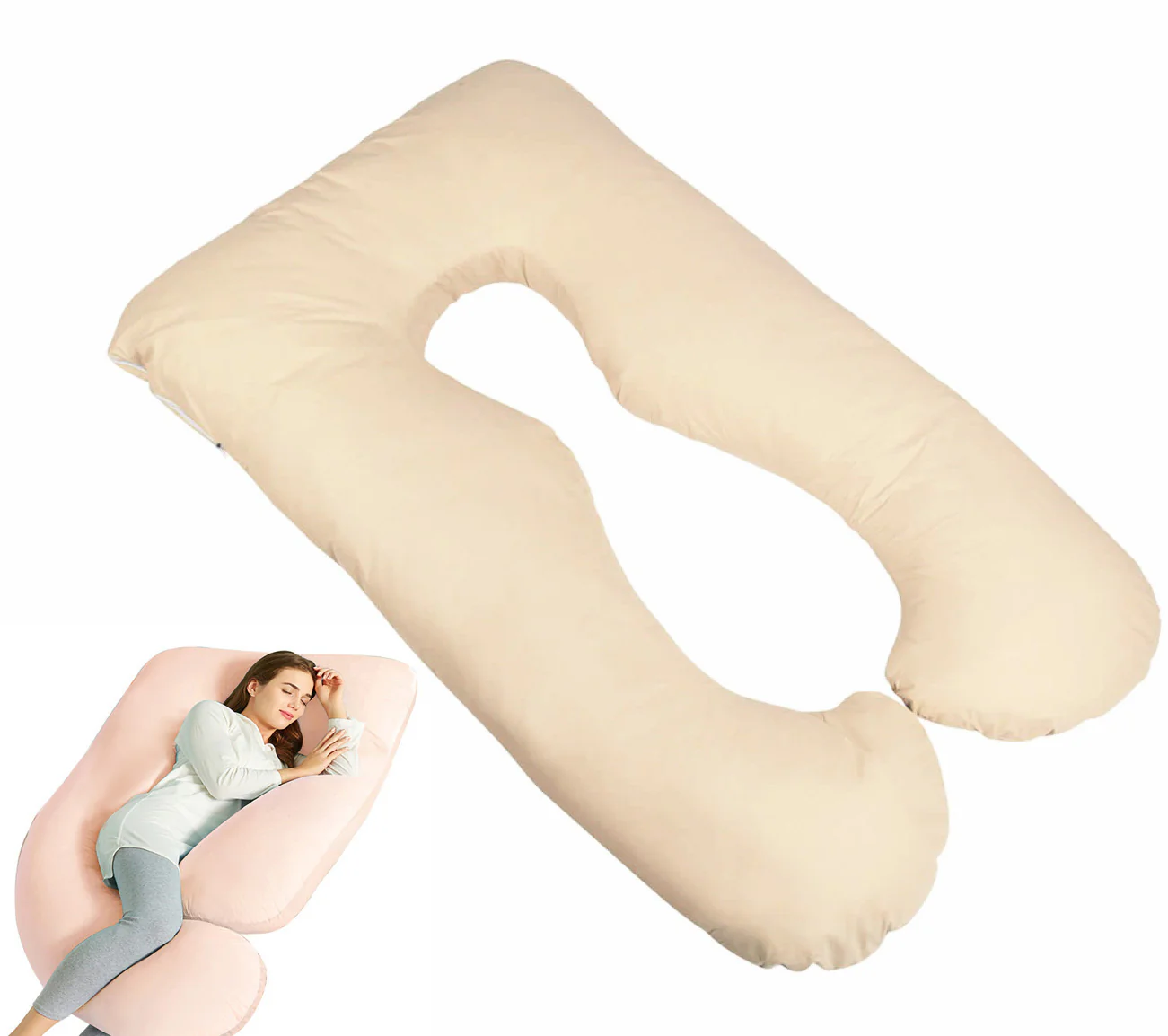 Large Comfort Support Body Pillow (Beige) - Image 7