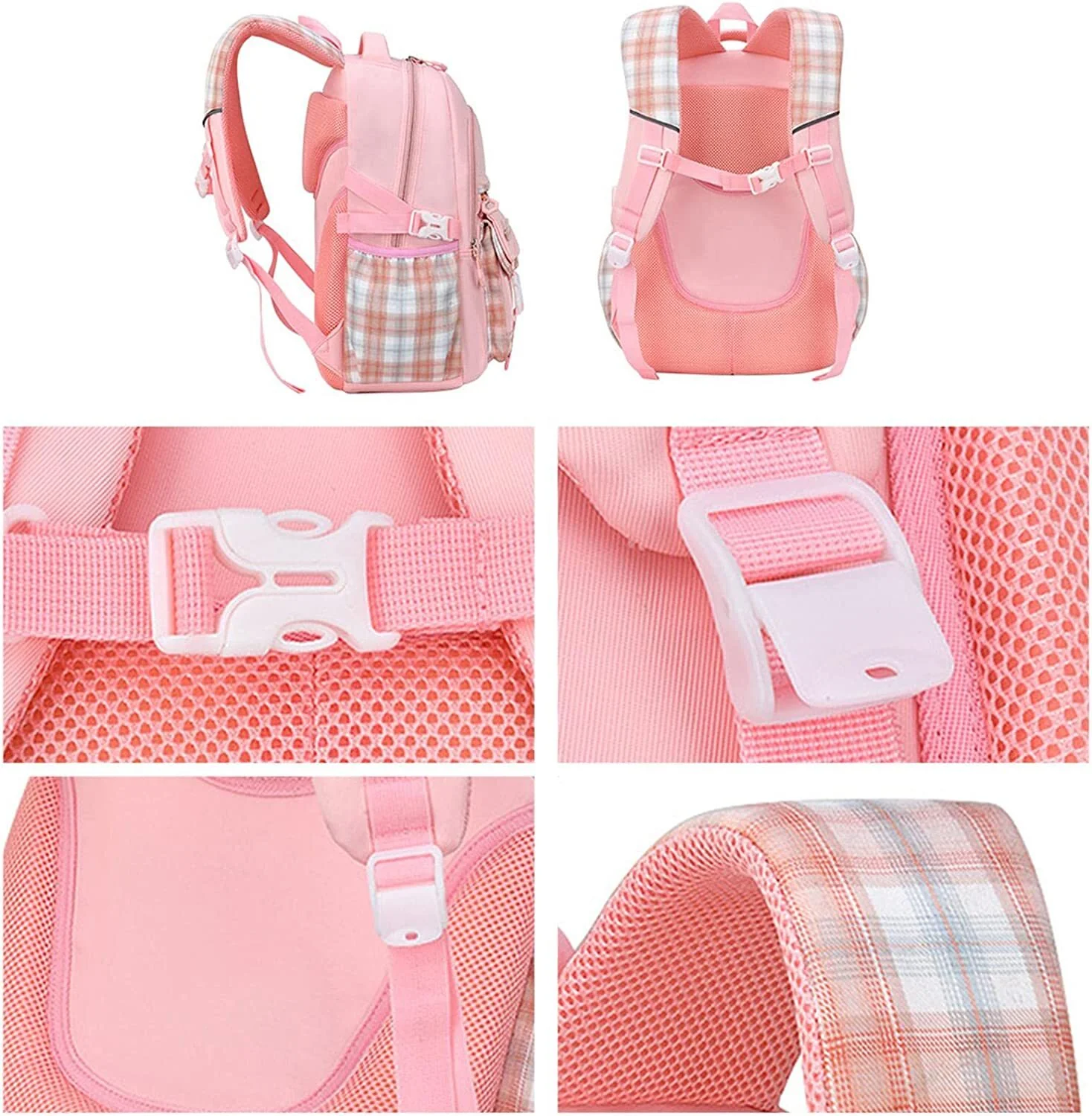 Large Deluxe Backpack Girl's Cute School Bag with Bonus Plushie & Accessories (Purple) - Image 7