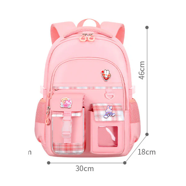 Large Deluxe Backpack Girl's Cute School Bag with Bonus Plushie & Accessories (Purple) - Image 8