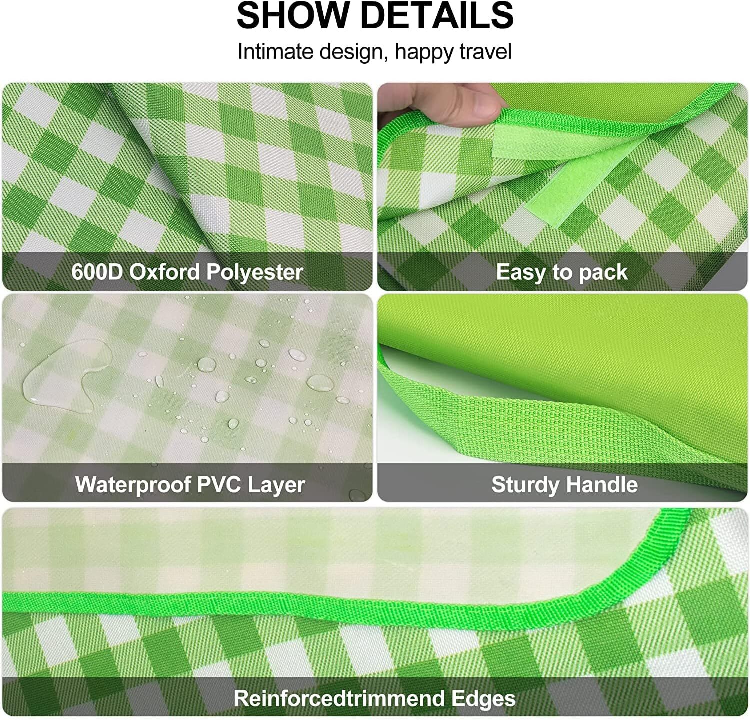 Large Foldable Waterproof Outdoor Picnic Rug Blanket Camping Beach Play Mat (2m x 1.5m, Yellow) - Image 14