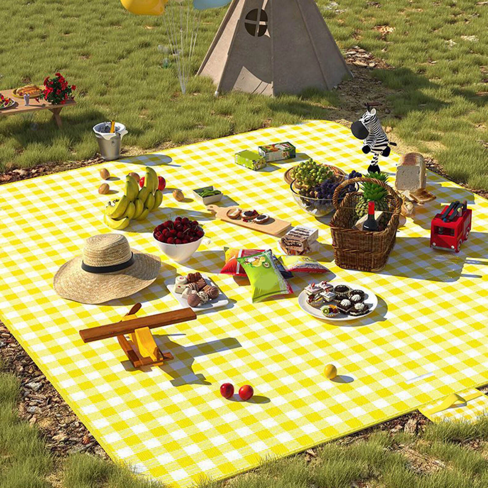 Large Foldable Waterproof Outdoor Picnic Rug Blanket Camping Beach Play Mat (2m x 1.5m, Yellow) - Image 17