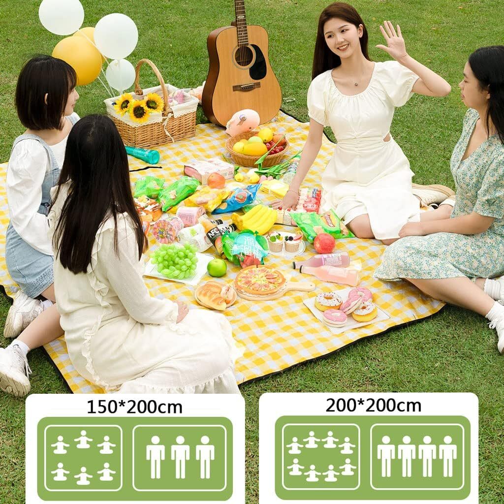 Large Foldable Waterproof Outdoor Picnic Rug Blanket Camping Beach Play Mat (2m x 1.5m, Yellow) - Image 7