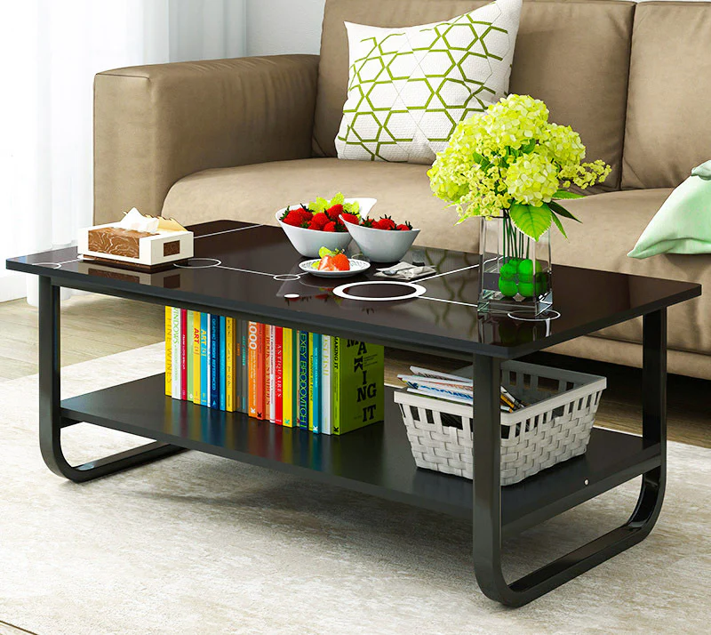 Large High Gloss Elegance Coffee Table with Shelf - Image 4