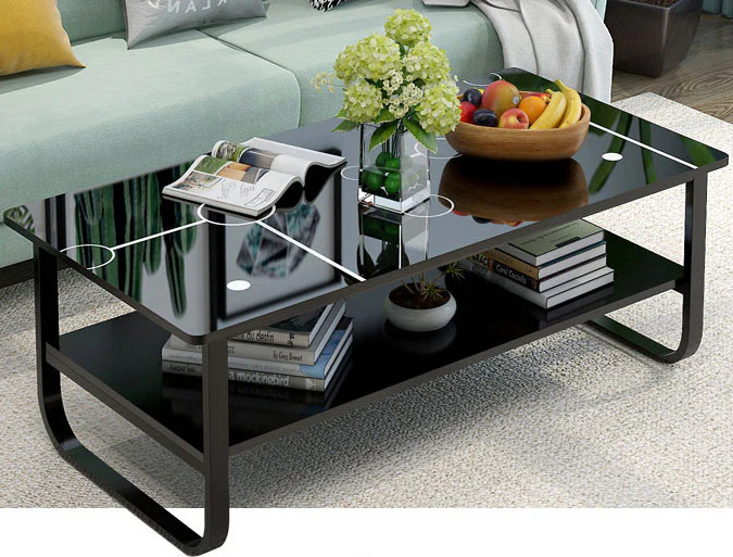 Large High Gloss Elegance Coffee Table with Shelf - Image 5