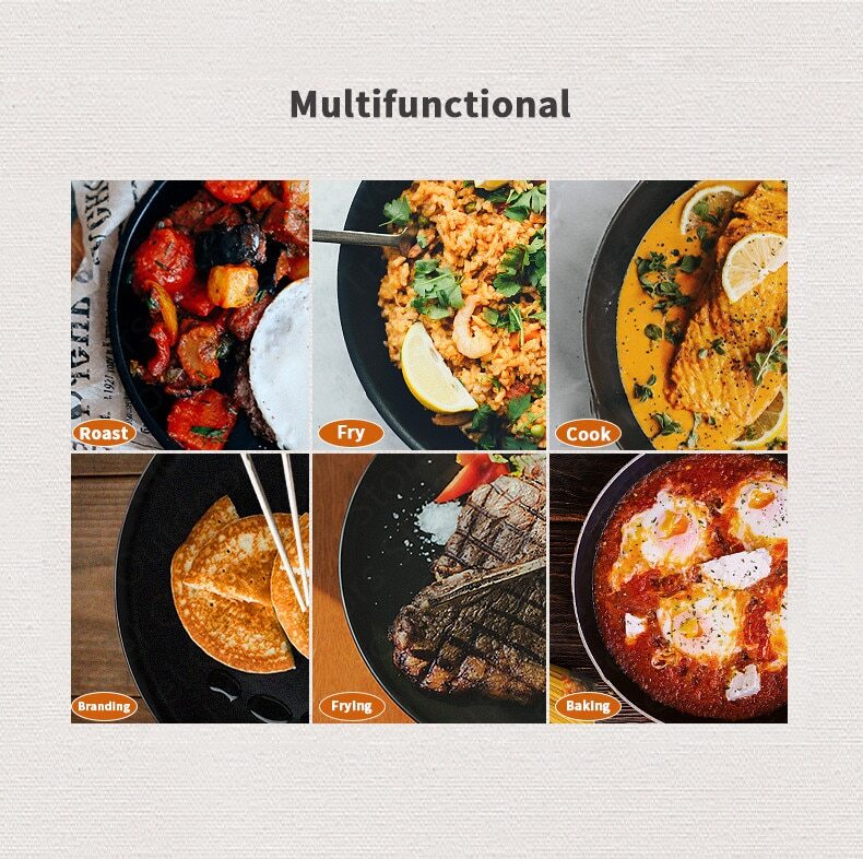 Large Non-stick BBQ Grill Frying Griddle Fry Pan Multifunction Cast Iron Cookware 32cm - Image 7