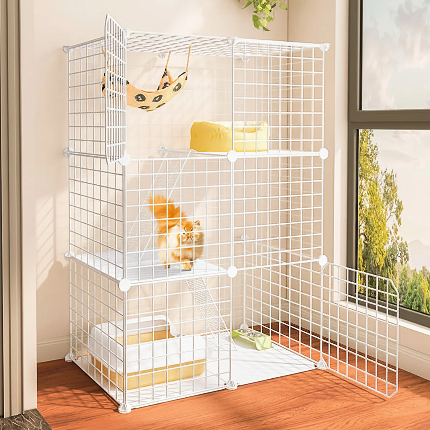 Large Multi Level Cat Cage Playpen Pet Enclosure Crate Guinea Pig Rabbit (White) - Image 2