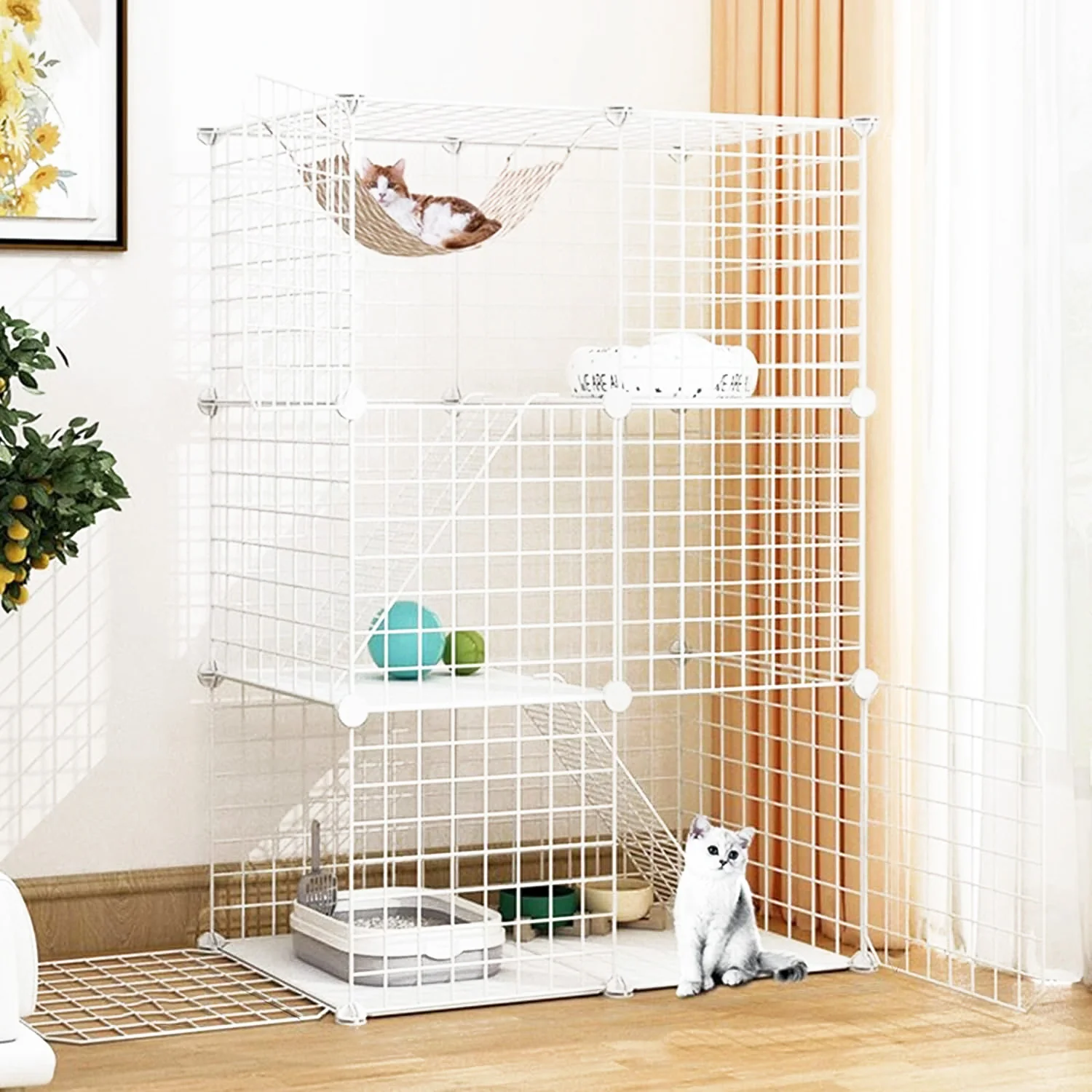 Large Multi Level Cat Cage Playpen Pet Enclosure Crate Guinea Pig Rabbit (White) - Image 8