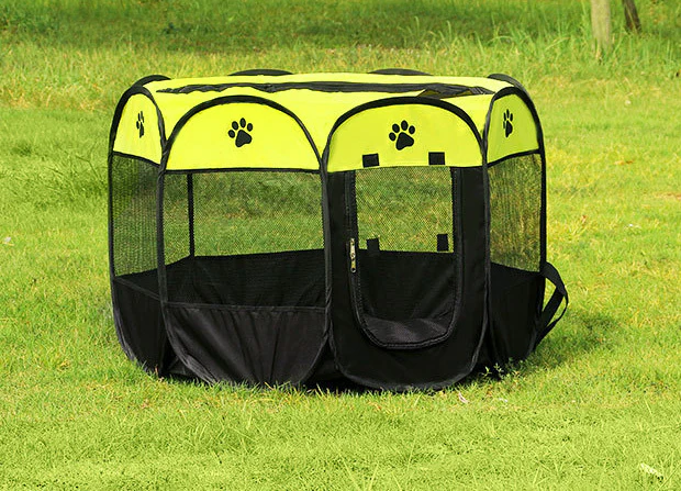Large Portable Foldable Pet Dog Cat Playpen (Large, Black & Yellow) - Image 3