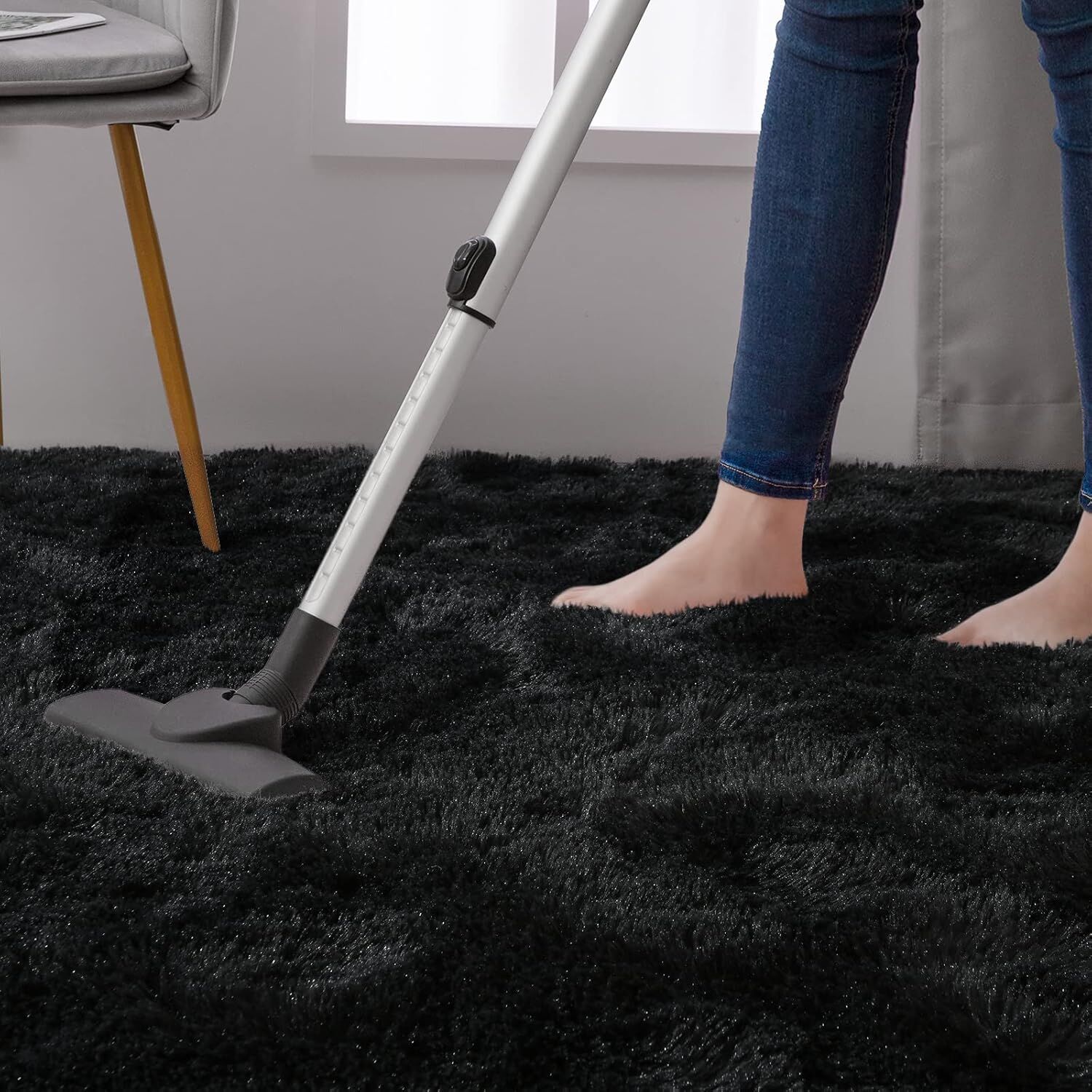 Large Soft Shag Rug Carpet Mat (Black, 230 x 160) - Image 13